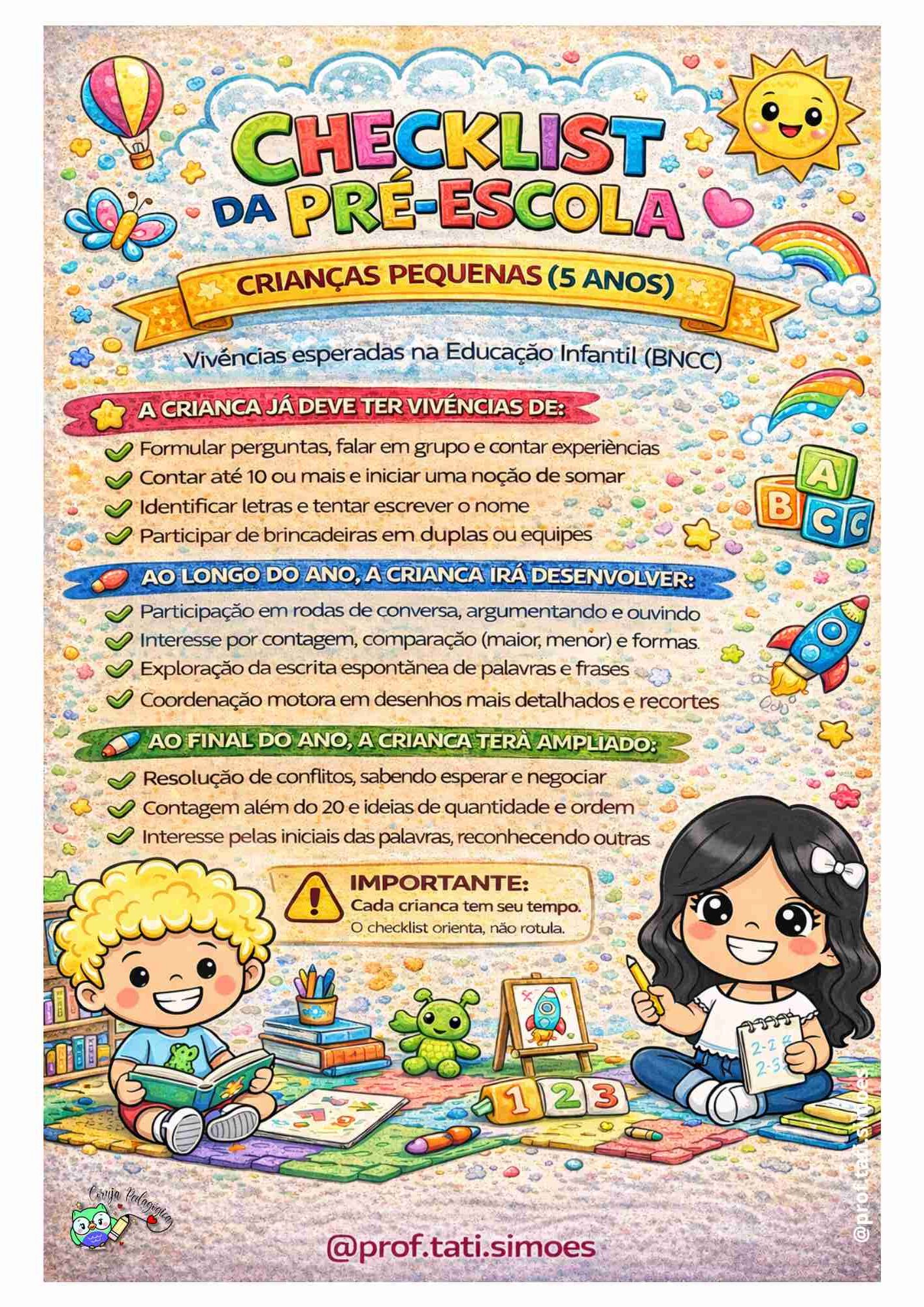 Checklist Volta às Aulas na Educação Infantil: Arquivo Gratuito para Creche e Pré-Escola