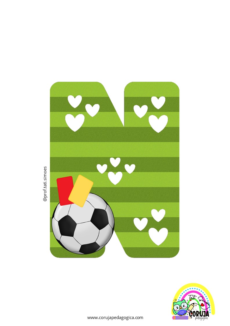 Alfabeto de futebol verde para imprimir