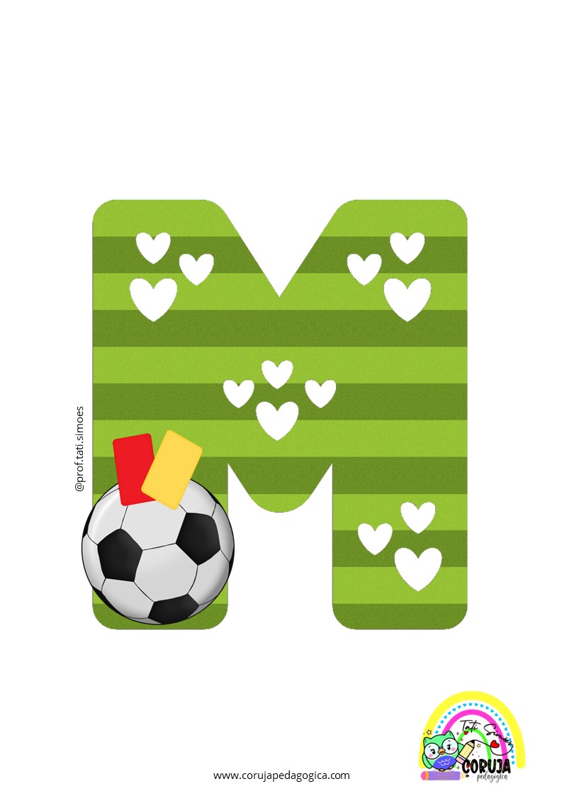 Alfabeto de futebol verde para imprimir