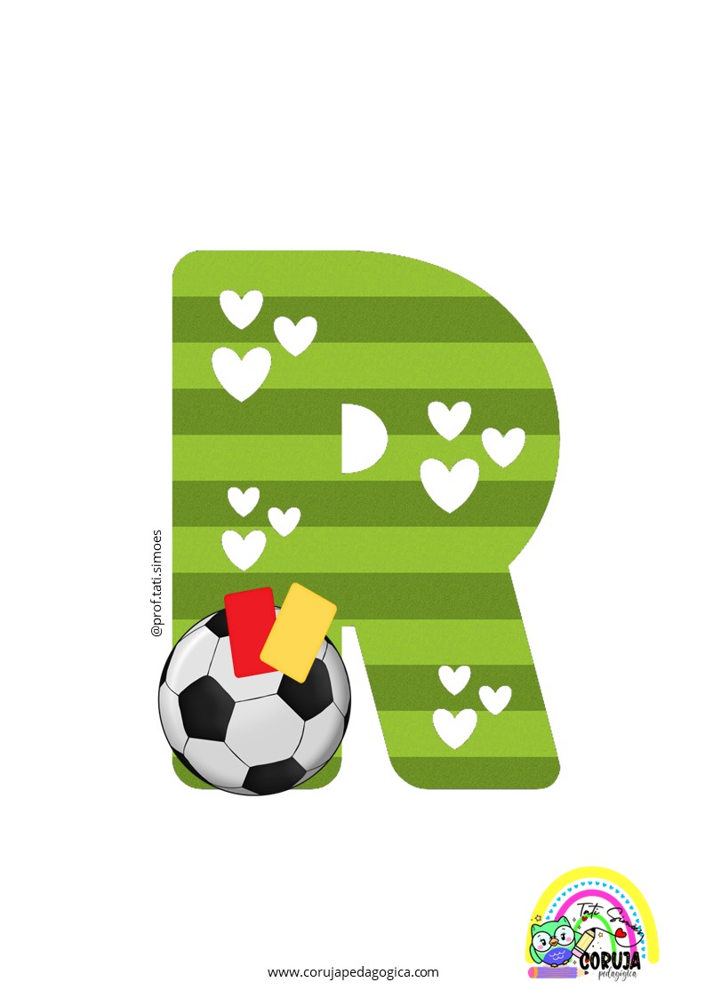 Alfabeto de futebol verde para imprimir