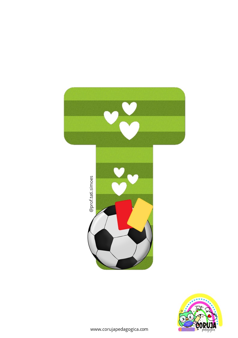 Alfabeto de futebol verde para imprimir