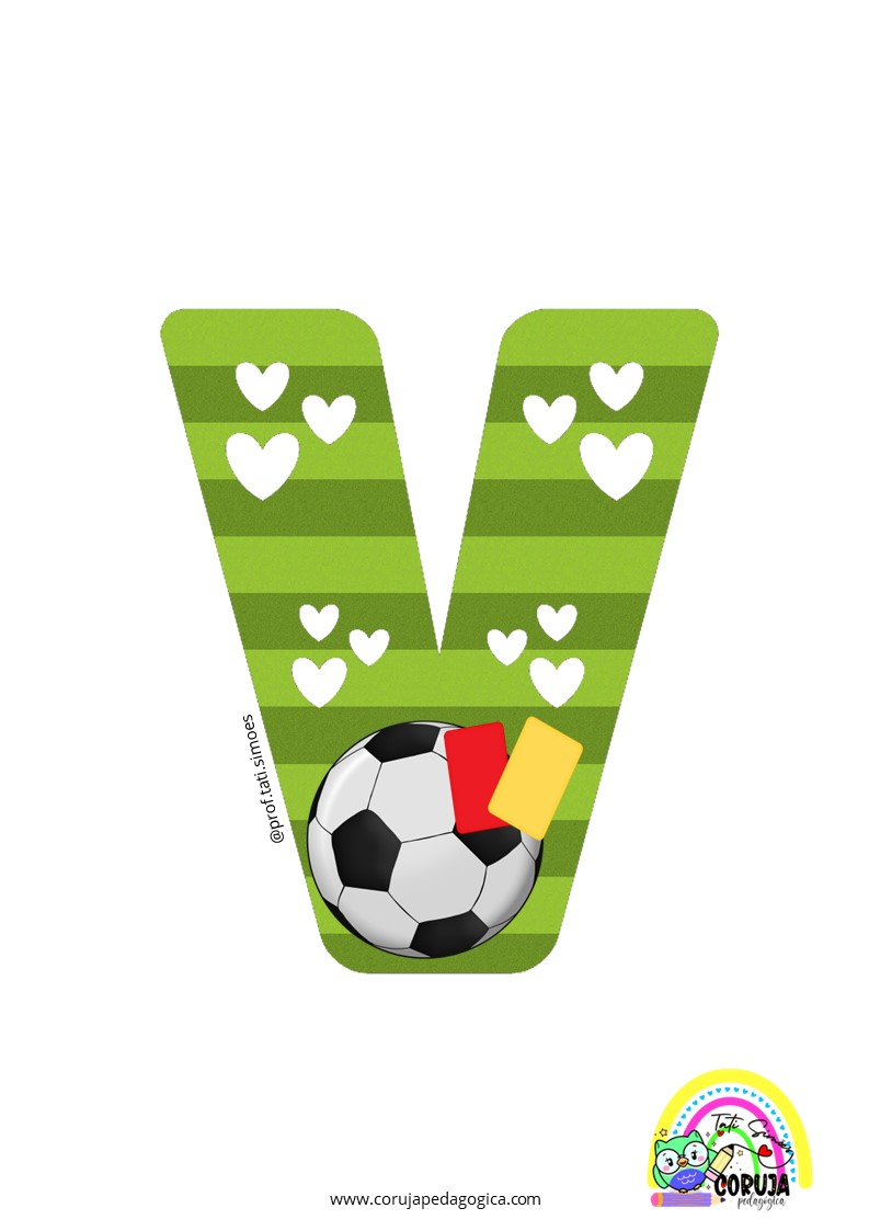 Alfabeto de futebol verde para imprimir