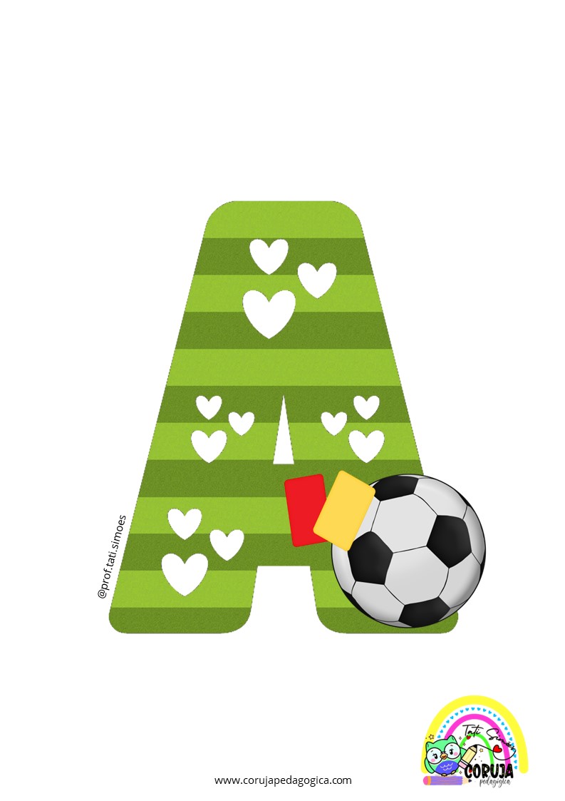 Alfabeto de futebol verde para imprimir