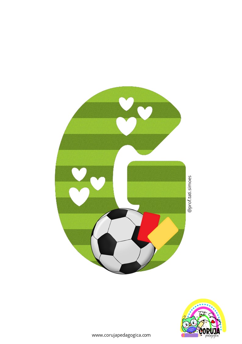 Alfabeto de futebol verde para imprimir