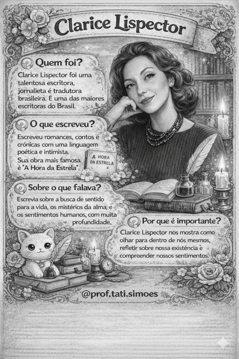 Clarice Lispector na Escola: Biografia e Atividades com BNCC para Fundamental e Médio