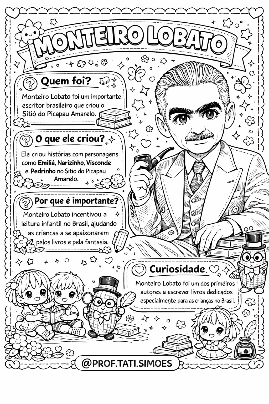 Monteiro Lobato: cartazes e atividades de literatura infantil para imprimir @prof.tati.simoes