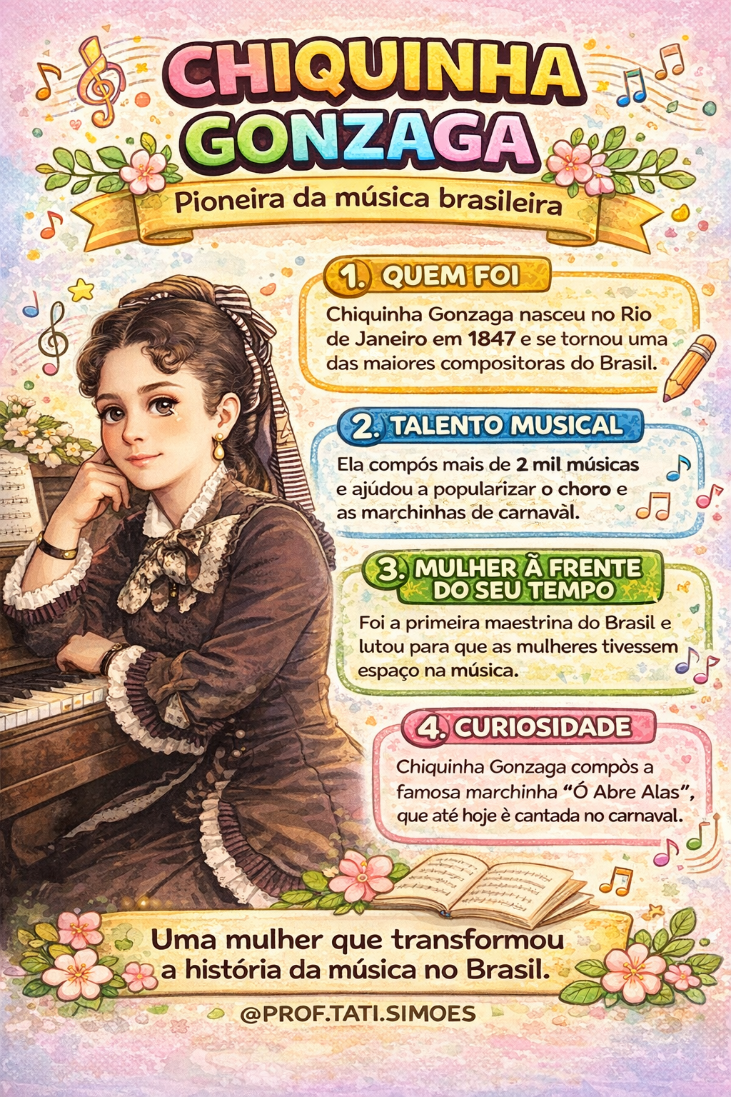 Chiquinha Gonzaga: Atividades e Biografia para Imprimir