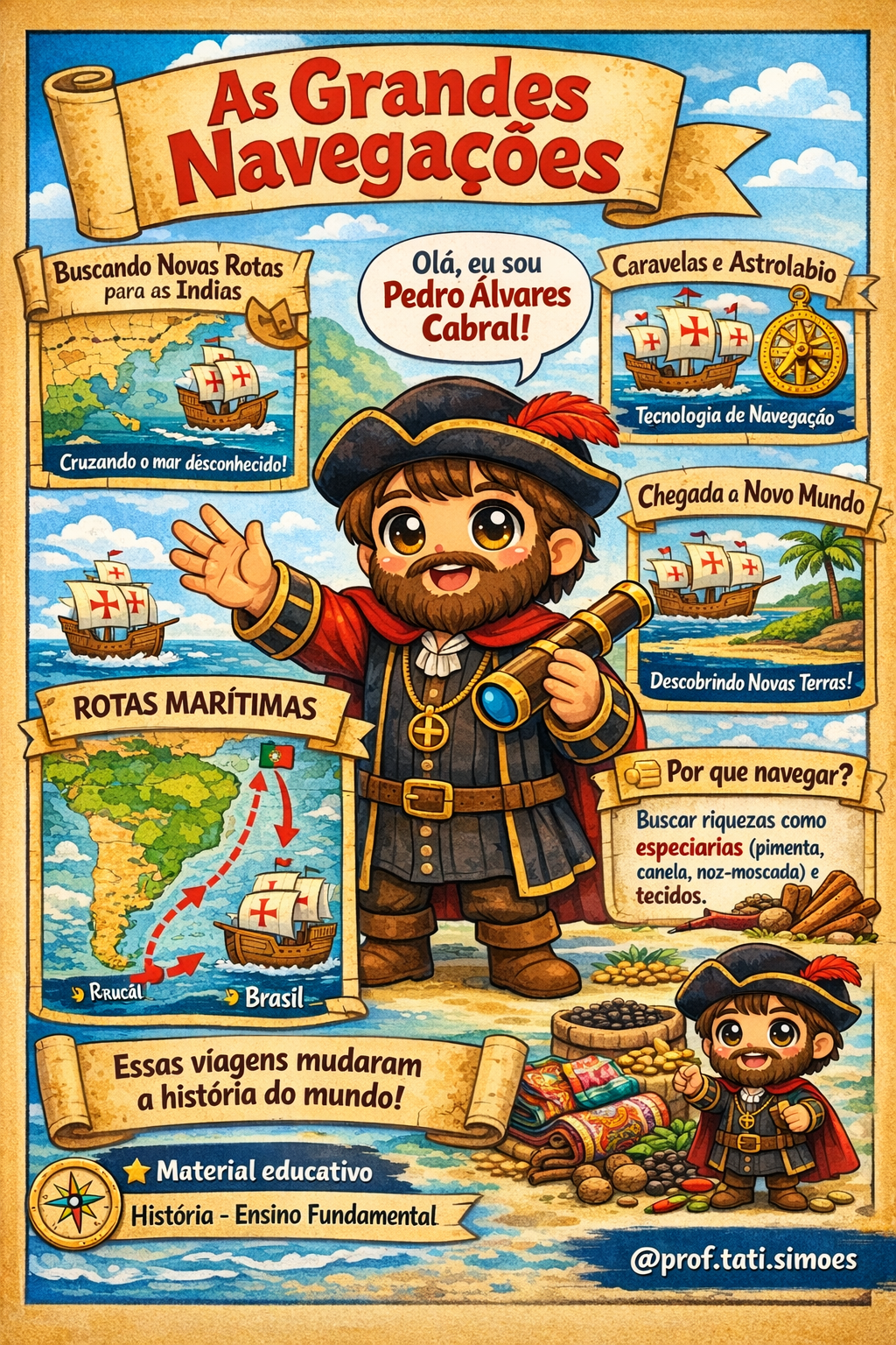A Chegada de Cabral ao Brasil e as Grandes Navegações: Atividades e História para o Ensino Fundamental