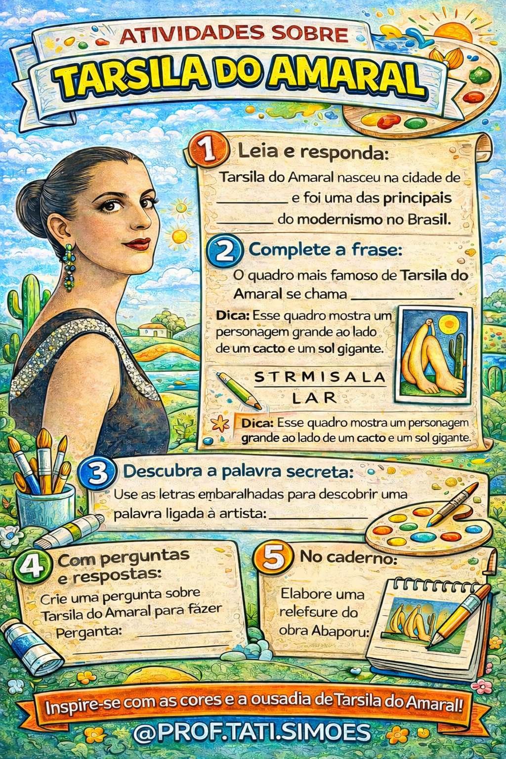 Atividade pedagógica sobre Tarsila do Amaral para o Ensino Fundamental