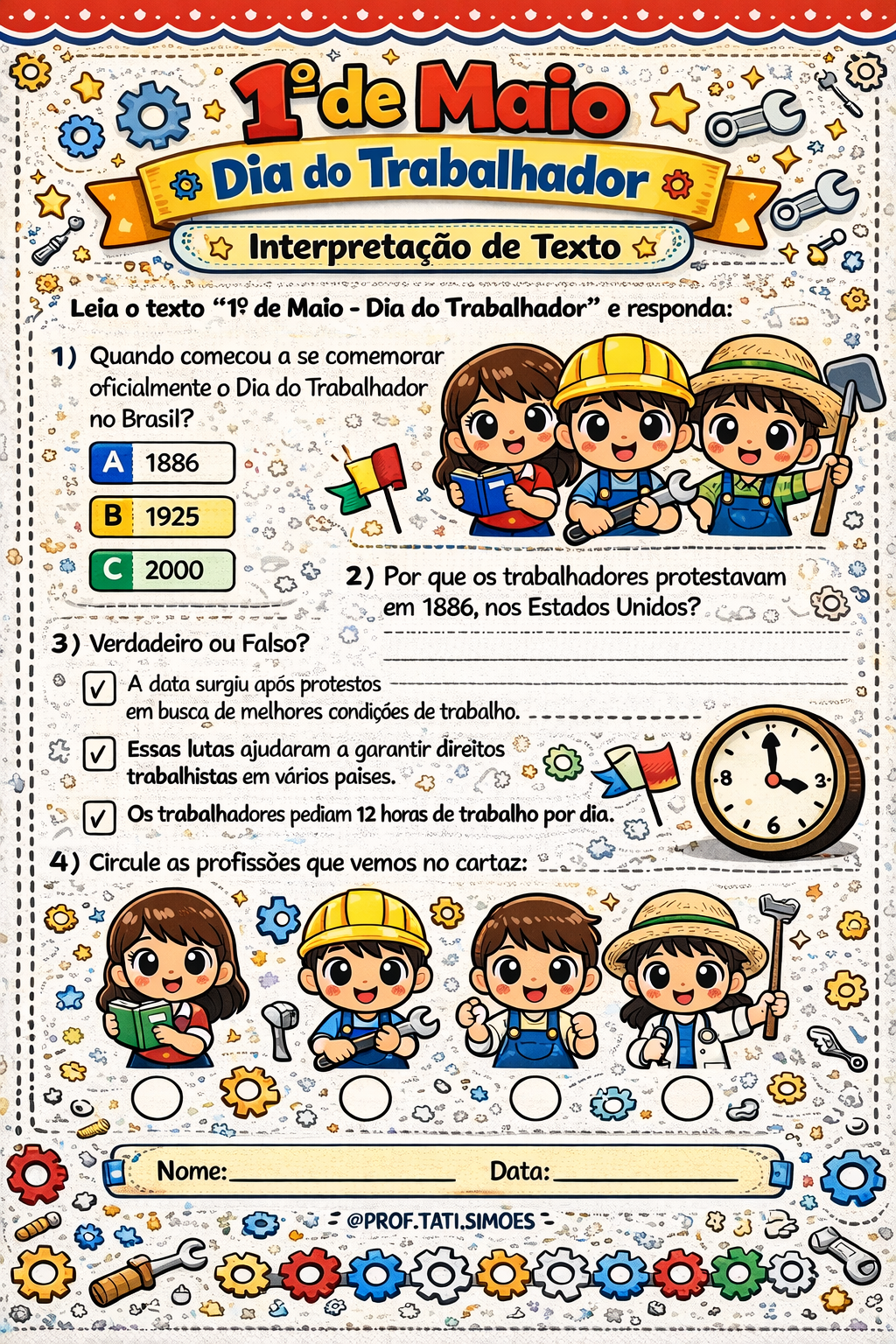 Dia do Trabalhador: Atividades e História para Fundamental I