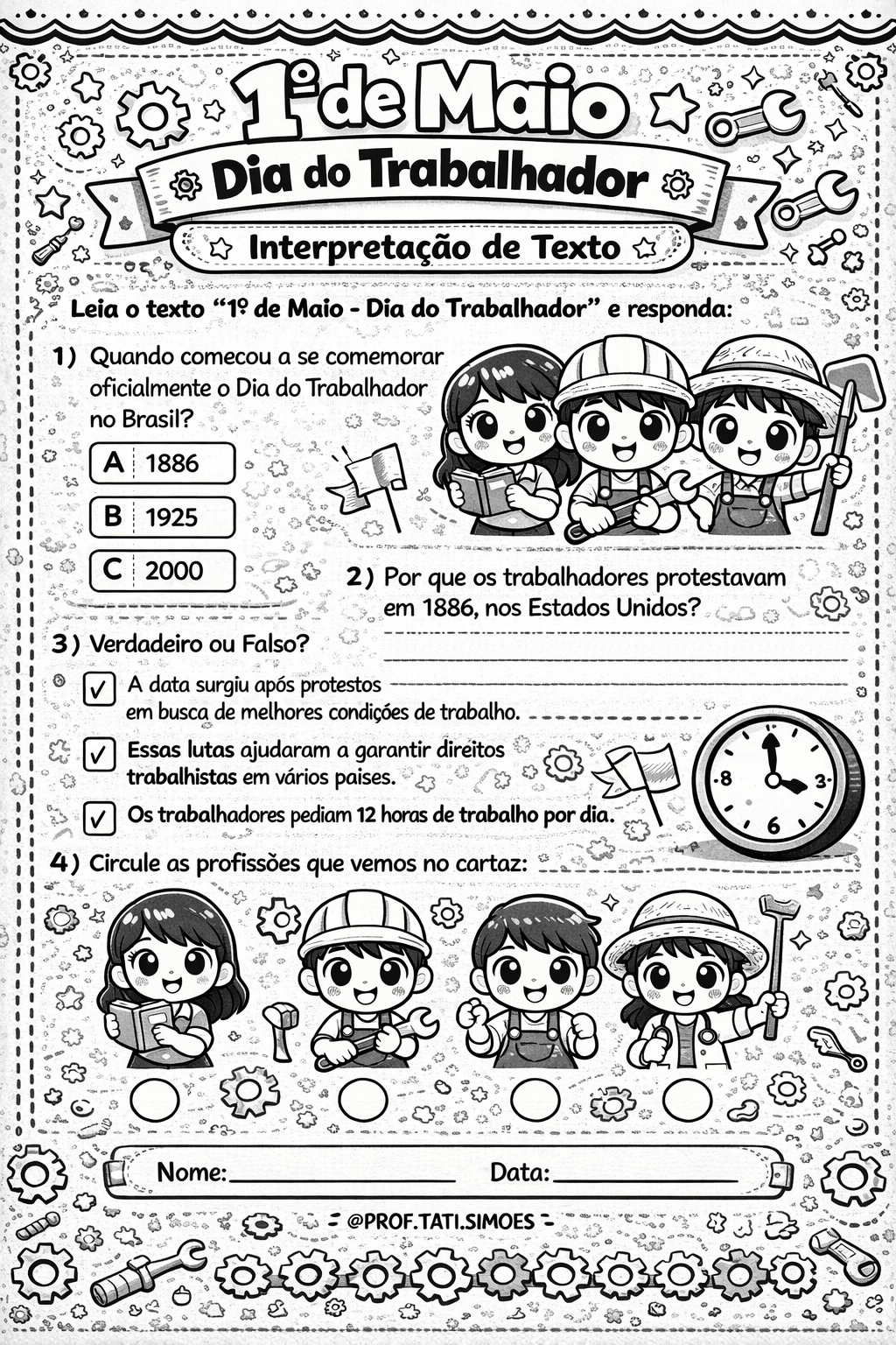 Dia do Trabalhador: Atividades e História para Fundamental I