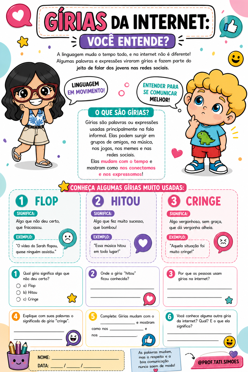 Gírias da Internet: Atividades de Interpretação de Texto (4º e 5º ano) – Parte 1, 2 e 3