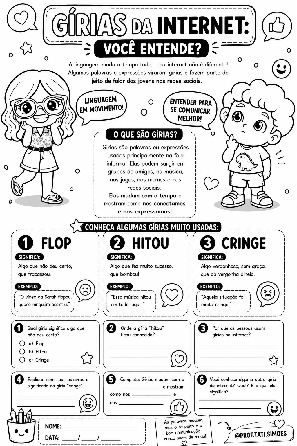Gírias da Internet: Atividades de Interpretação de Texto (4º e 5º ano) – Parte 1, 2 e 3