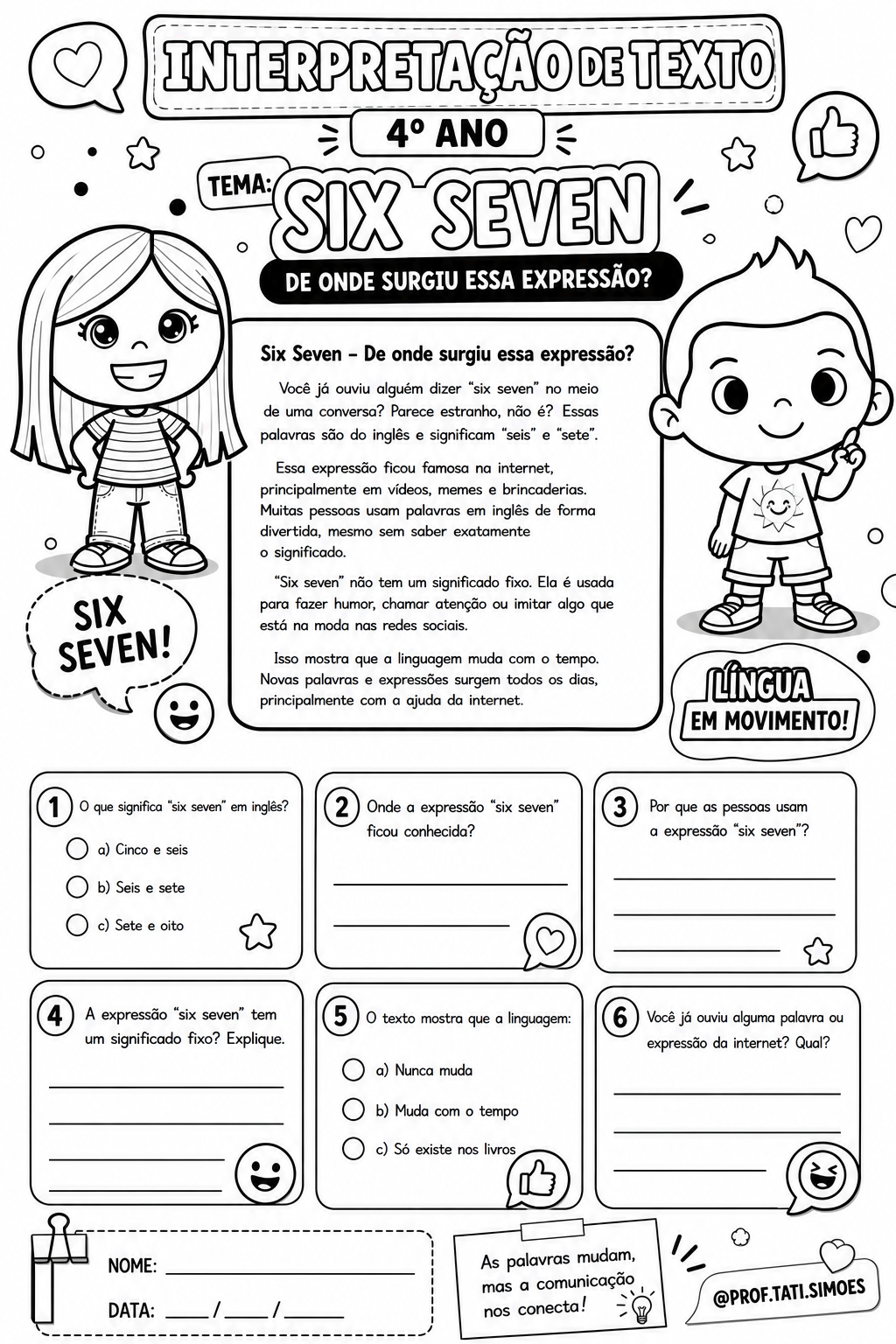 Six Seven Significado: Entenda a Gíria que Viralizou e Use em Sala de Aula (Atividade 4º e 5º Ano)