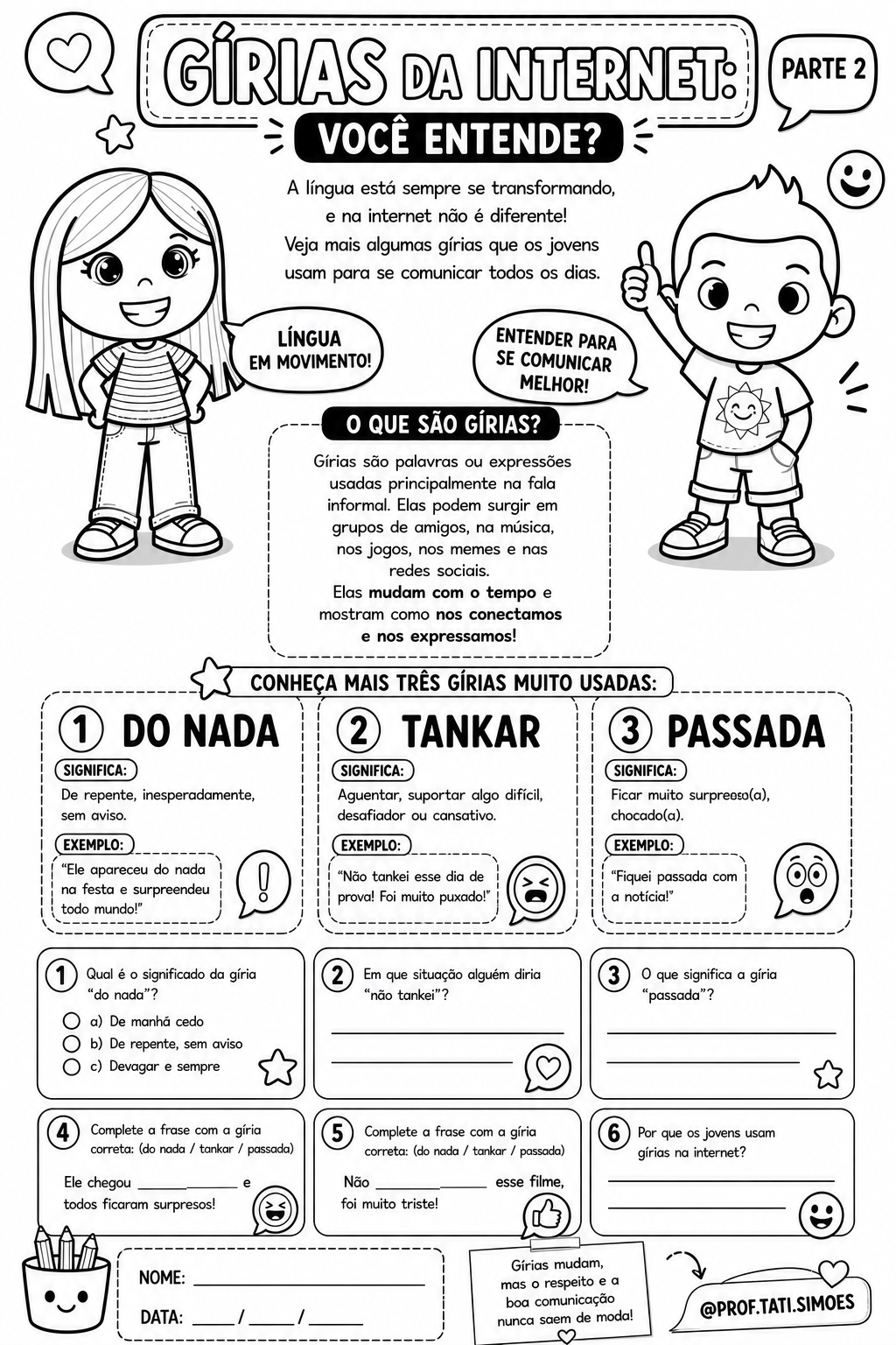 Gírias da Internet: Atividades de Interpretação de Texto (4º e 5º ano) – Parte 1, 2 e 3