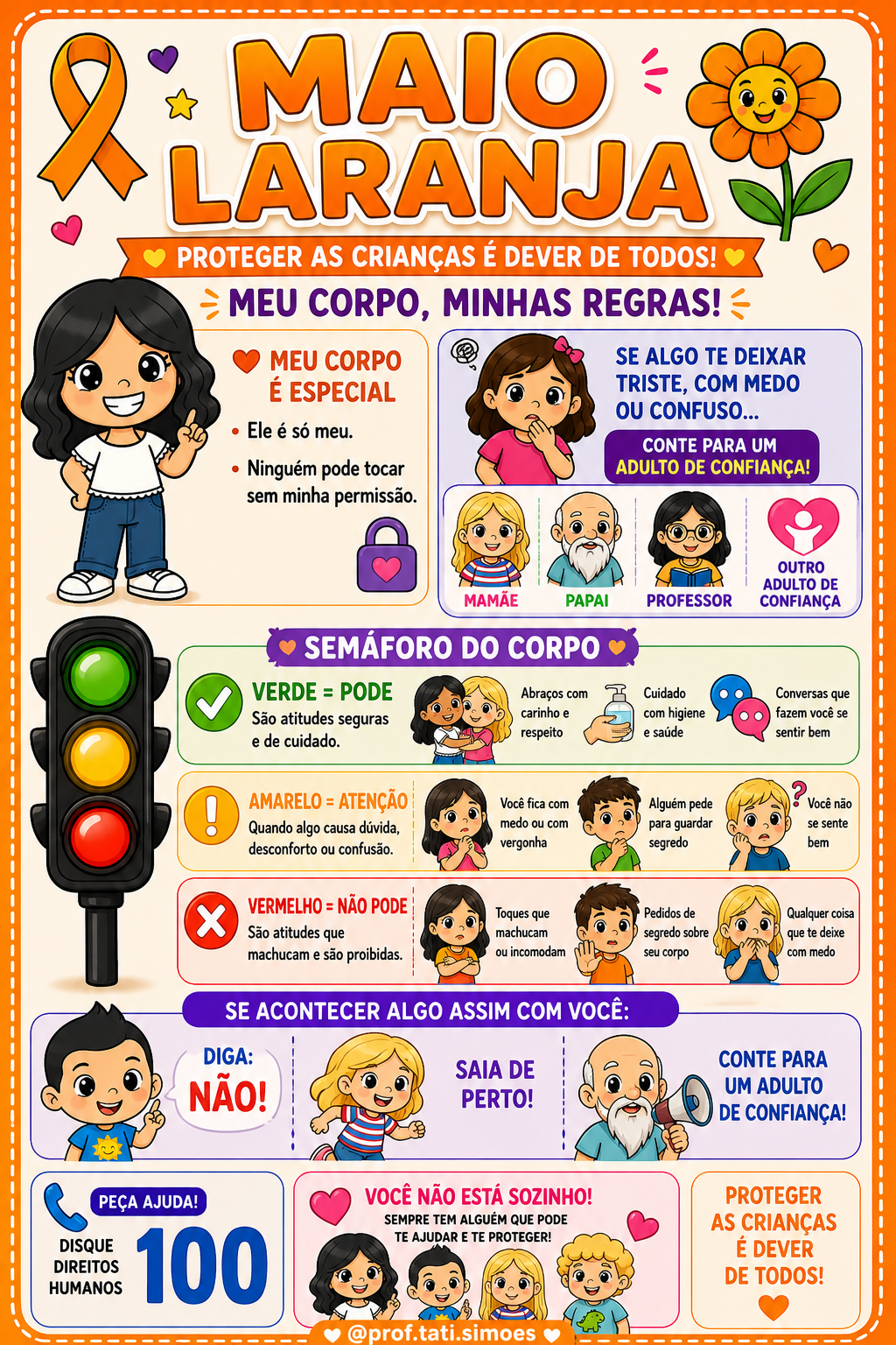Maio Laranja na Escola: Atividades e Cartaz "Semáforo do Corpo"