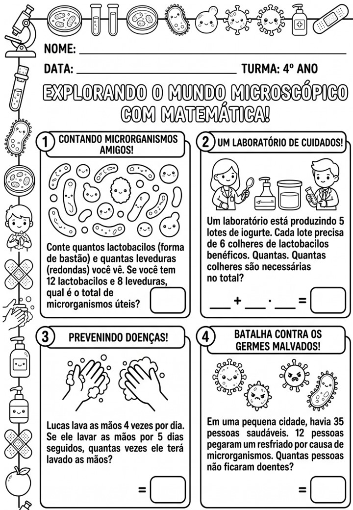 Atividades sobre o Mundo Microscópico para o 4º Ano – PDF Gratuito de Ciências e Matemática @PROF.TATI.SIMOES