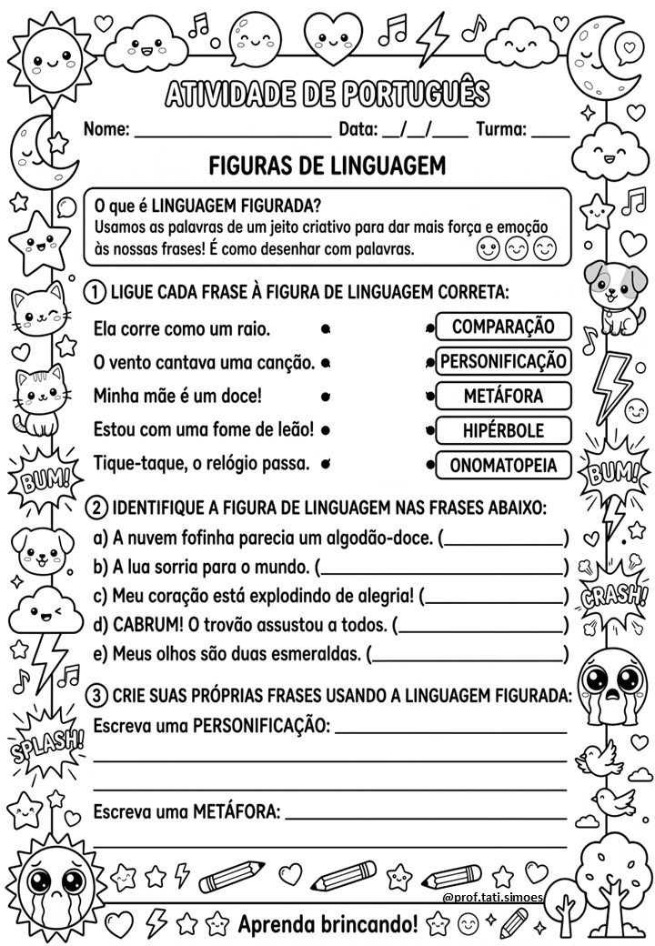 Atividades de Figuras de Linguagem para o 4º Ano – PDF Gratuito para Imprimir Atividades de Figuras de Linguagem para o 4º Ano – PDF Gratuito para Imprimir