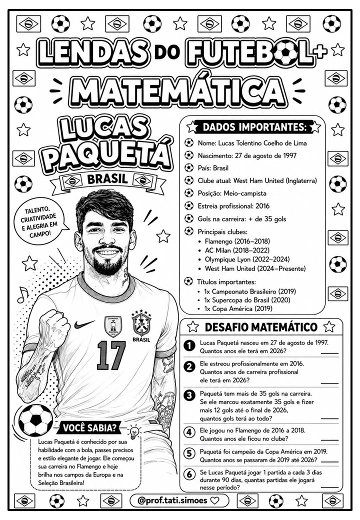 Caderno de Matemática Lendas do Futebol: Copa do Mundo