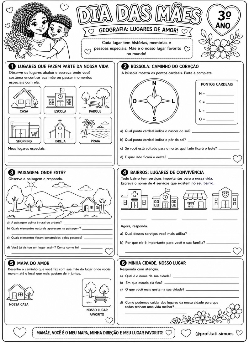 Caderno de atividades interdisciplinar 3º ano Dia das mães - prof.tati.simoes