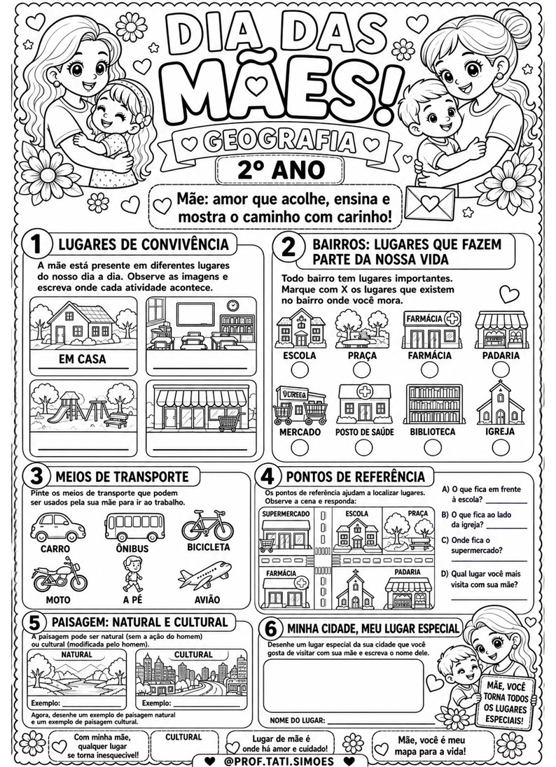 Caderno de atividades interdisciplinar Dia das mães 2º ano @prof.tati.simoes