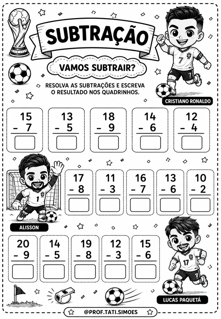 Craques da Matemática: Atividades de Matemática com Futebol para Imprimir