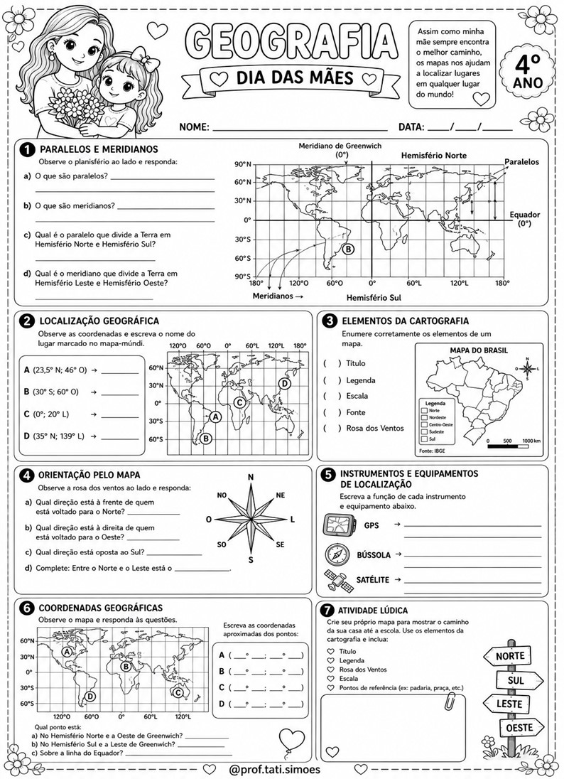 Caderno de atividades interdisciplinar 4º ano Dia das mães - prof.tati.simoes