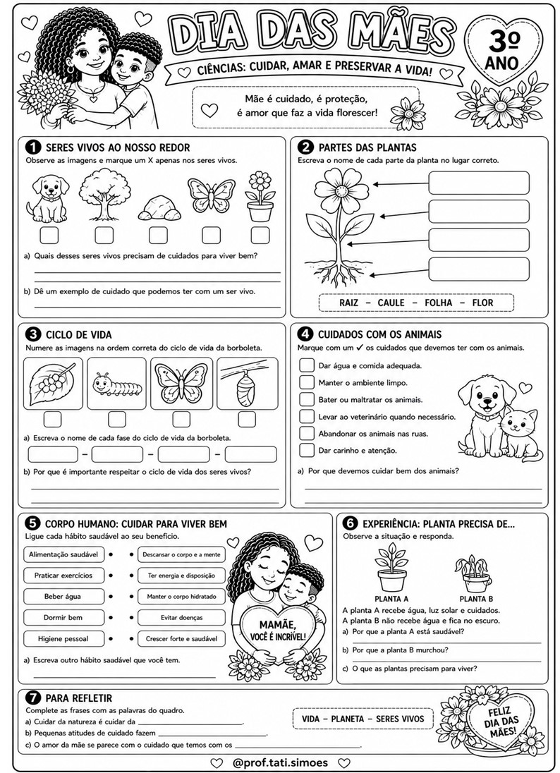 Caderno de atividades interdisciplinar 3º ano Dia das mães - prof.tati.simoes