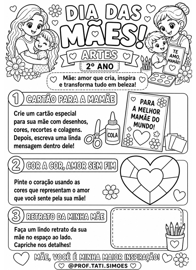 Caderno de atividades interdisciplinar Dia das mães 2º ano @prof.tati.simoes
