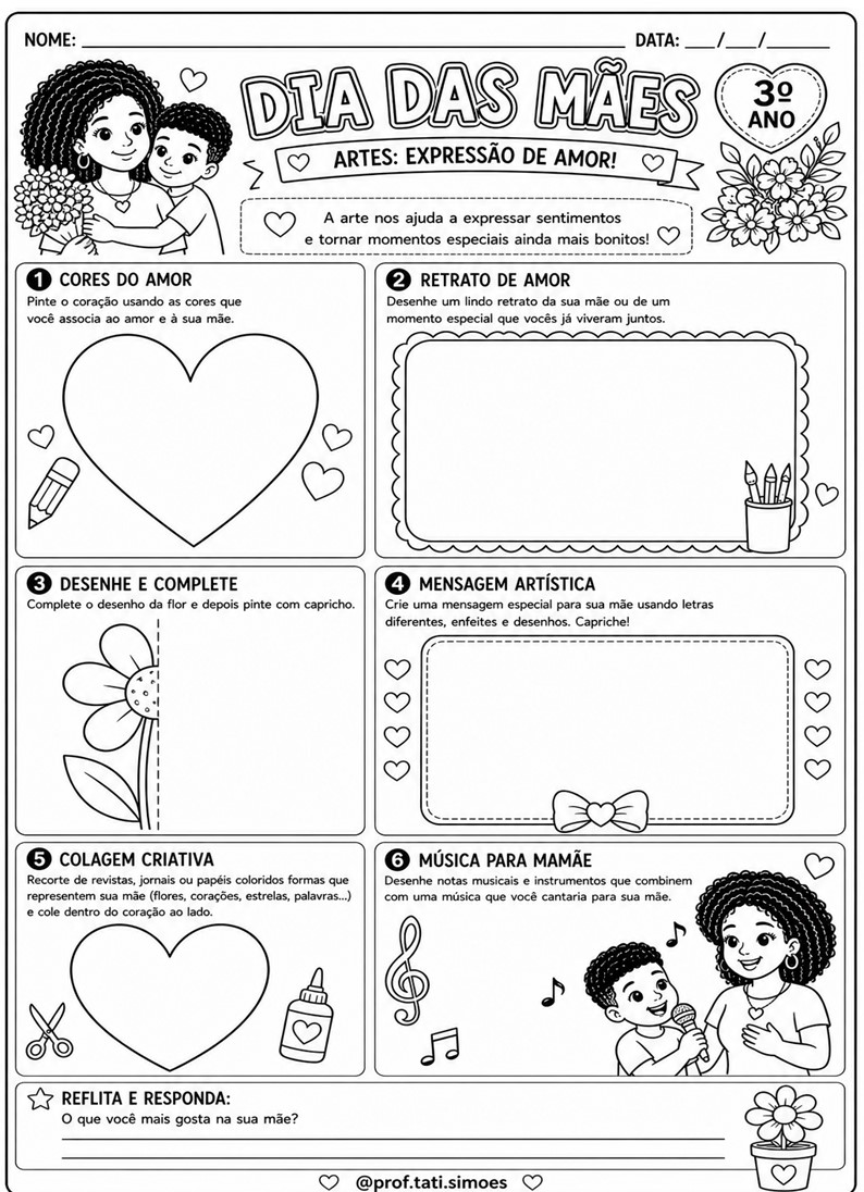 Caderno de atividades interdisciplinar 3º ano Dia das mães - prof.tati.simoes