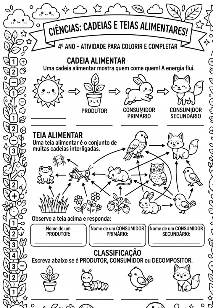 Atividades de CADEIA ALIMENTAR E TEIA ALIMENTAR - CIÊNCIAS 4º ano @PROF.TATI.SIMOES