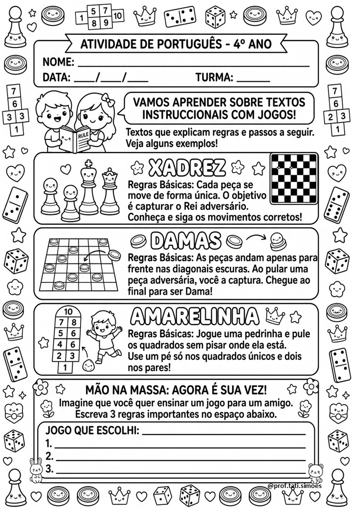 Atividades de Texto Instrucional para o 4º Ano – PDF Gratuito para Imprimir Atividades de Texto Instrucional para o 4º Ano – PDF Gratuito para Imprimir @PROF.TATI.SIMOES