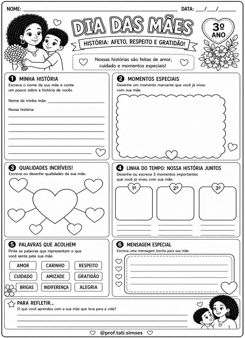 Caderno de atividades interdisciplinar 3º ano Dia das mães - prof.tati.simoes