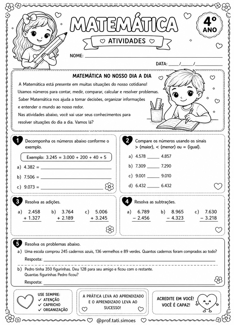 Caderno de atividades interdisciplinar 4º ano Dia das mães - prof.tati.simoes