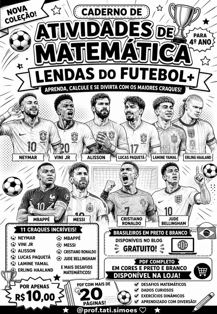 Caderno de Matemática Lendas do Futebol: Copa do Mundo