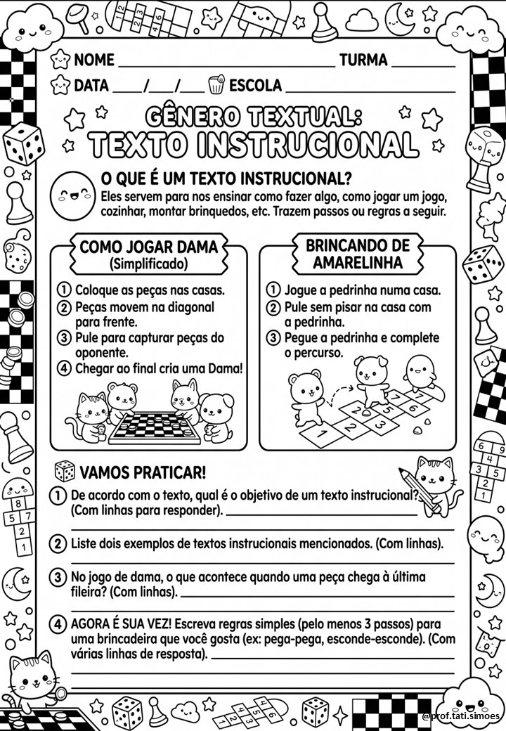 Atividades de Texto Instrucional para o 4º Ano – PDF Gratuito para Imprimir Atividades de Texto Instrucional para o 4º Ano – PDF Gratuito para Imprimir @PROF.TATI.SIMOES