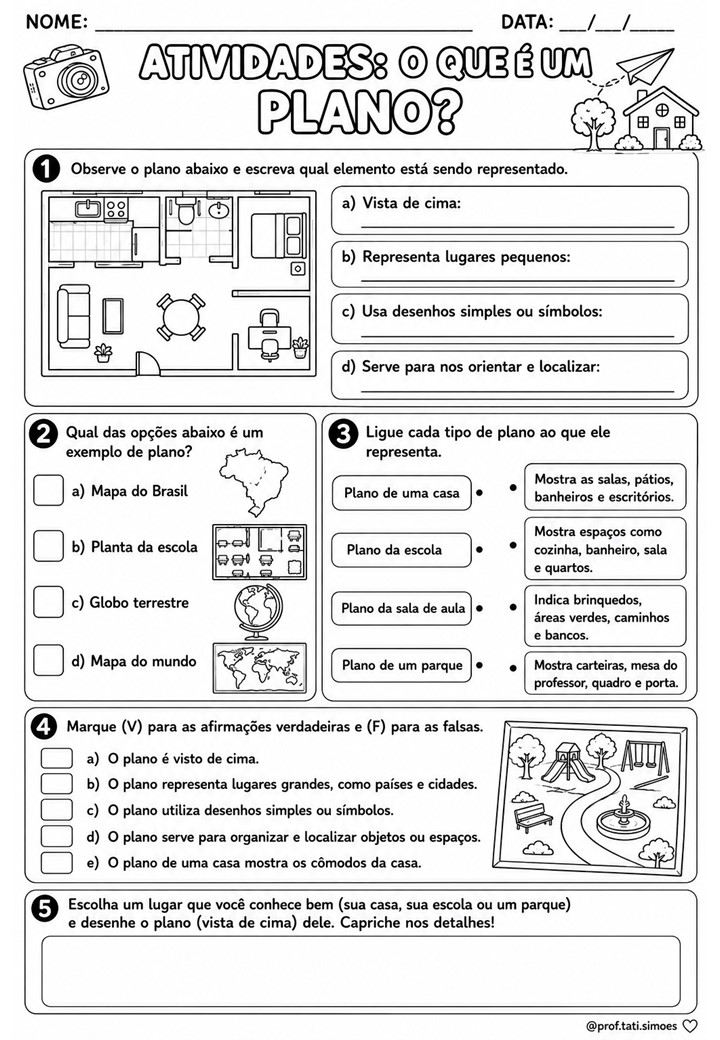 Atividades O que é um Plano Geografia para Imprimir (BNCC)