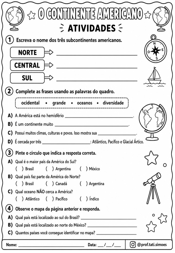 O Continente Americano: Atividades prontas e Plano de Aula Completo Alinhado à BNCC
