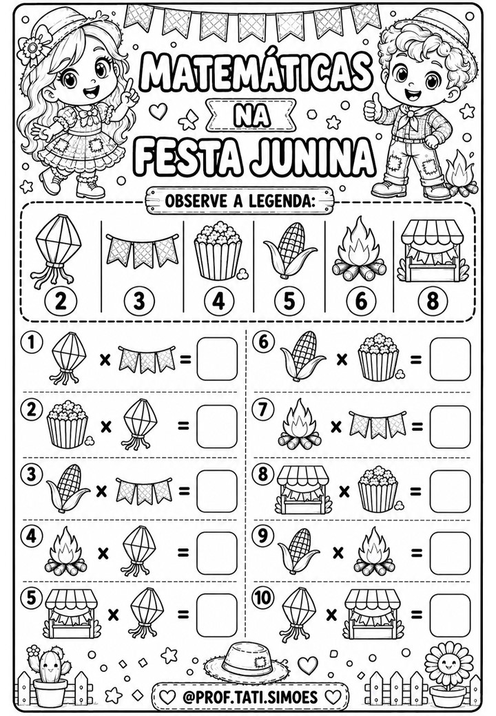 Atividades de Matemática Festa Junina: Operações com Legenda