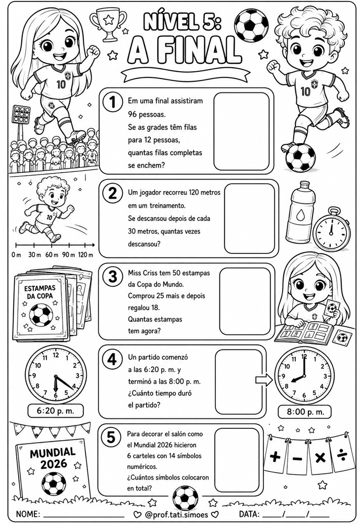 Caderno de Problemas de Matemática 2º Ano: Copa do Mundo