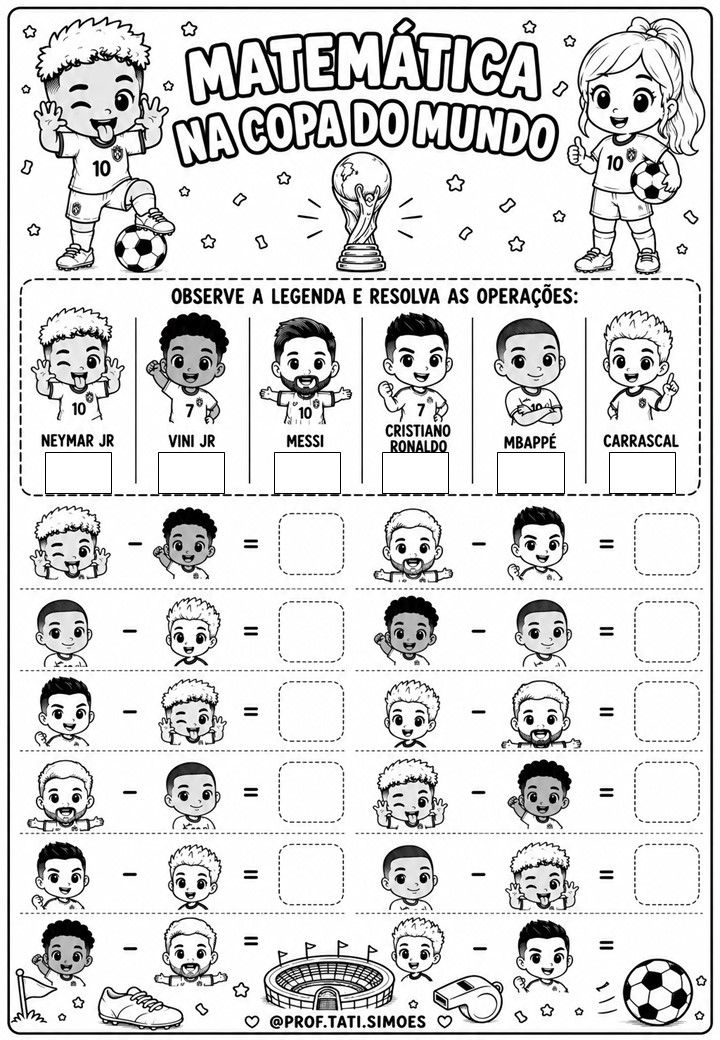 Atividades de Matemática Copa do Mundo: Com Legendas