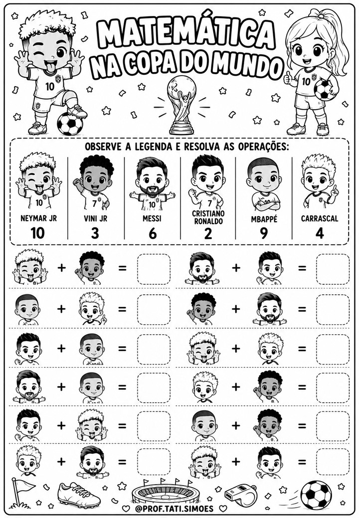 Atividades de Matemática Copa do Mundo: Com Legendas