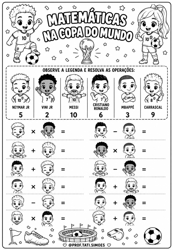 Atividades de Matemática Copa do Mundo: Com Legendas