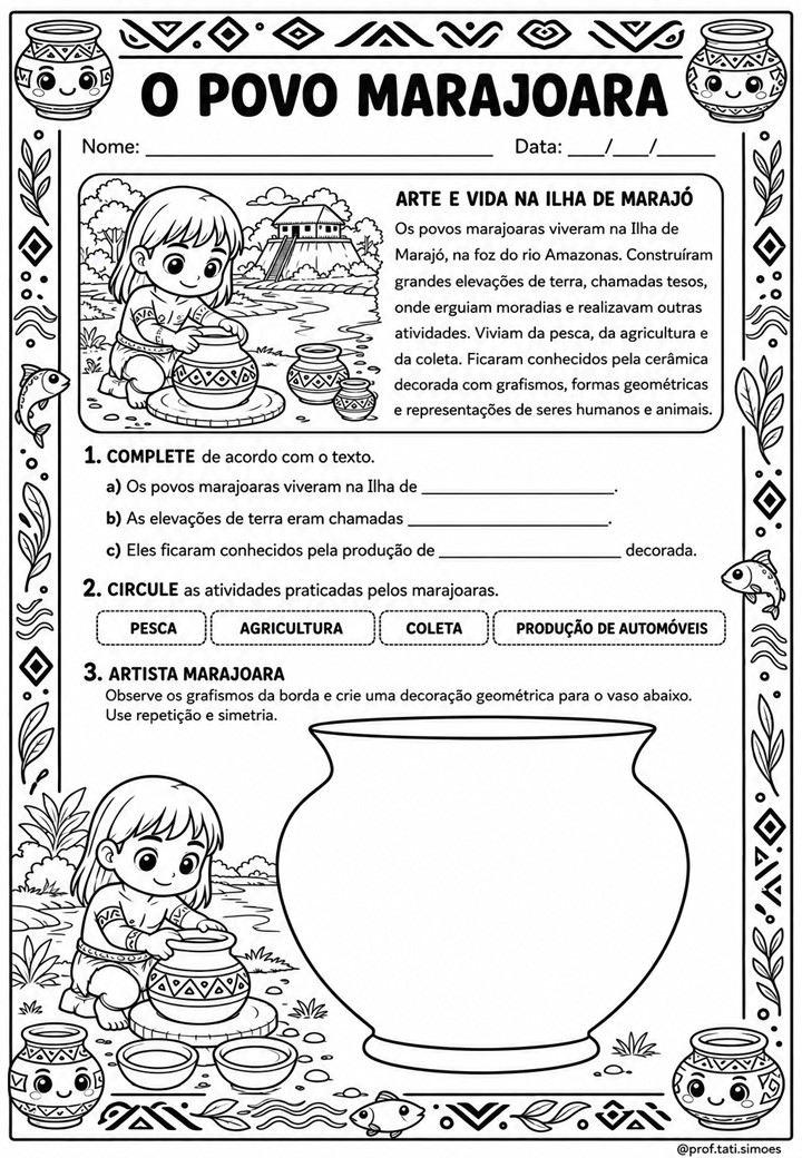 Atividades de História para o 4º ano: primeiros habitantes e povos indígenas @prof.tati.simoes