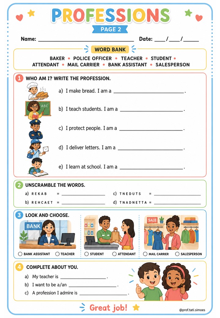 Atividades de Inglês para o 4º Ano com BNCC e Gabarito @prof.tati.simoes