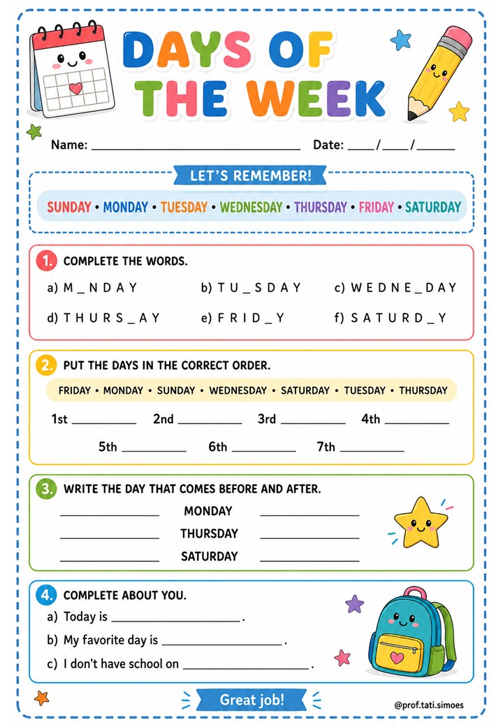 Atividades de Inglês para o 4º Ano com BNCC e Gabarito @prof.tati.simoes