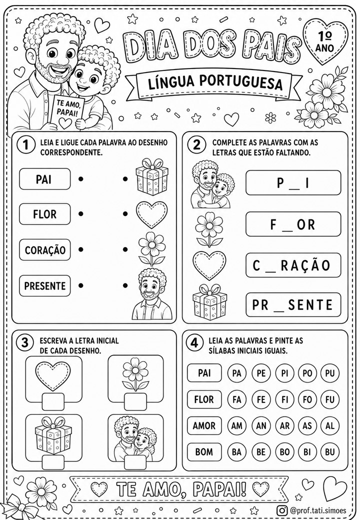 Atividades de Dia dos Pais para o 1º ano: caderno interdisciplinar
